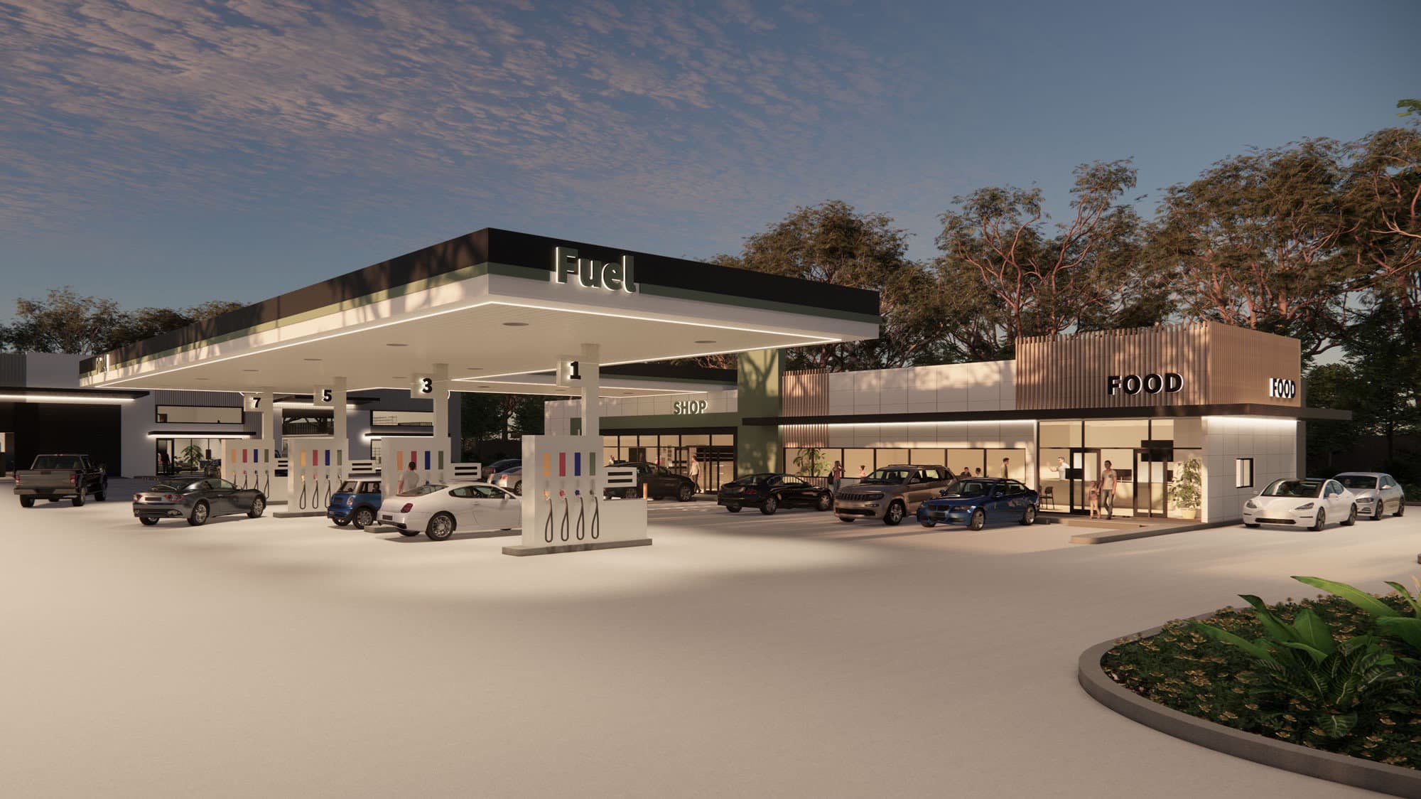 Park Ridge mixed-use development with retaining structures and pump station infrastructure